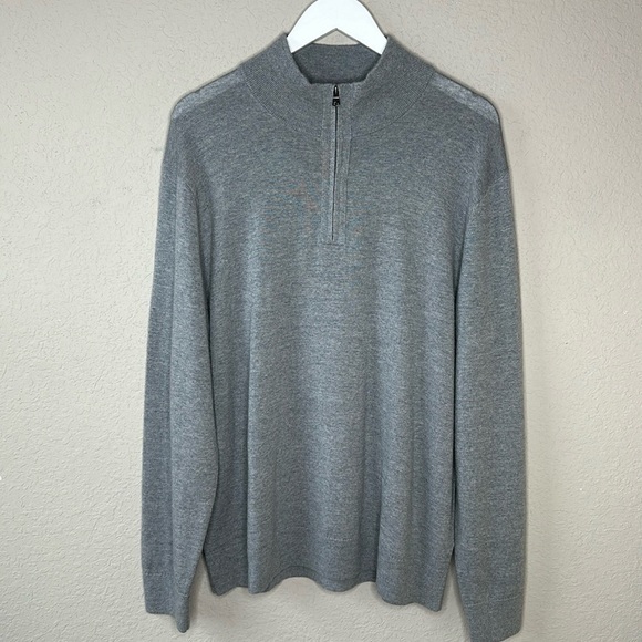 Banana Republic 100% Italian Merino Wool Quarter Zip Sweater Size XL - Picture 1 of 13
